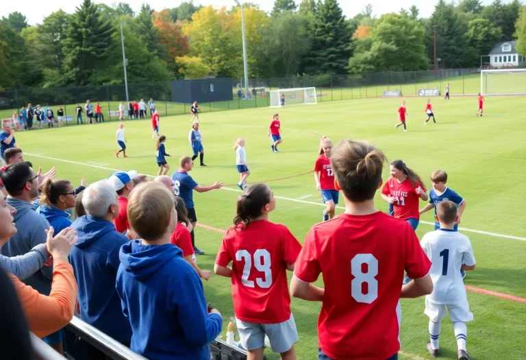 Fans cheering for Burlington soccer players during preseason