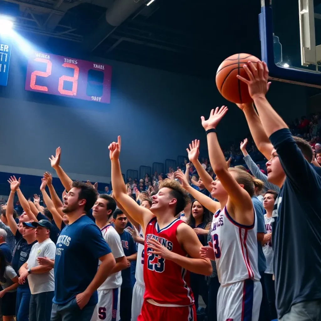 High school basketball game in the Carolinas with players in action