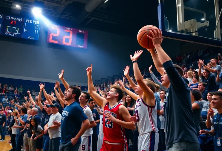 High school basketball game in the Carolinas with players in action