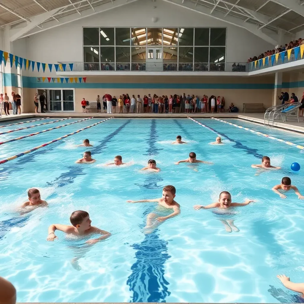 Young athletes practicing swimming at Cedar Rapids Prairie's new facility.
