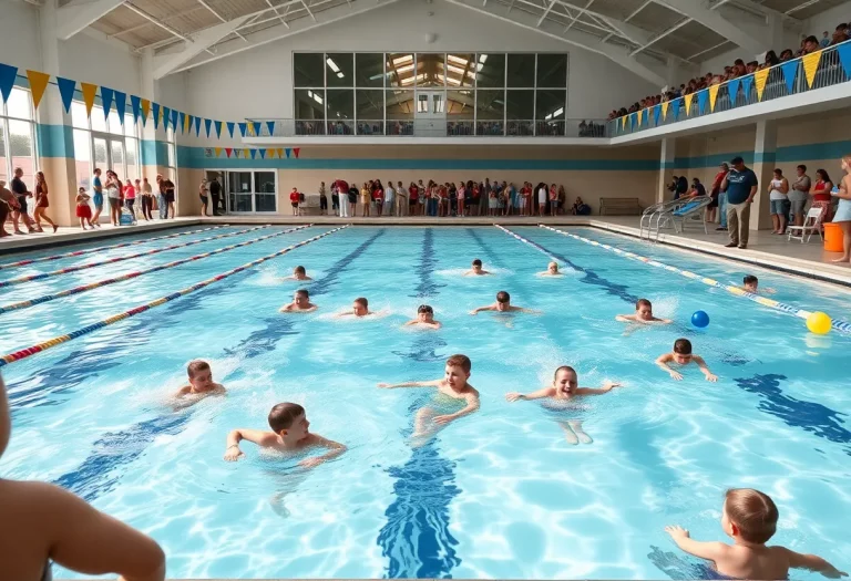 Young athletes practicing swimming at Cedar Rapids Prairie's new facility.