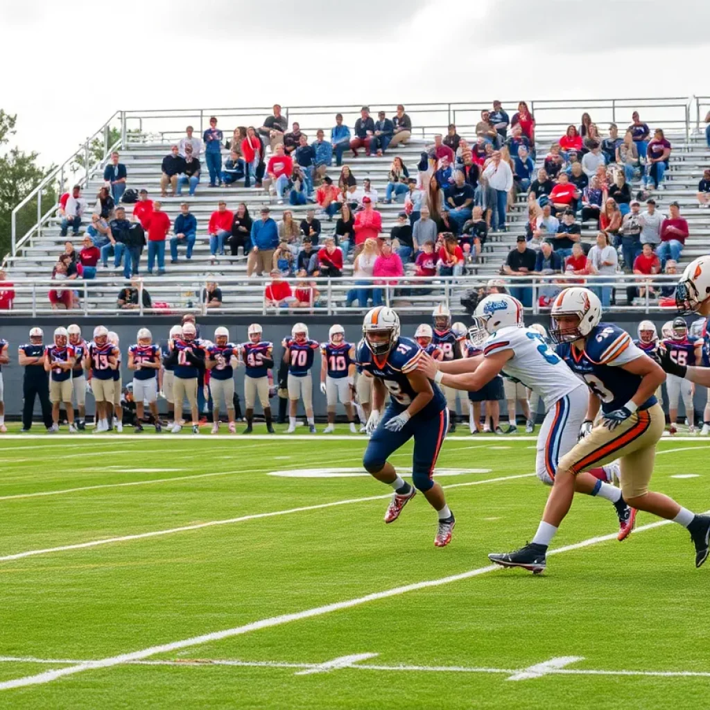 Players competing in a high school football game