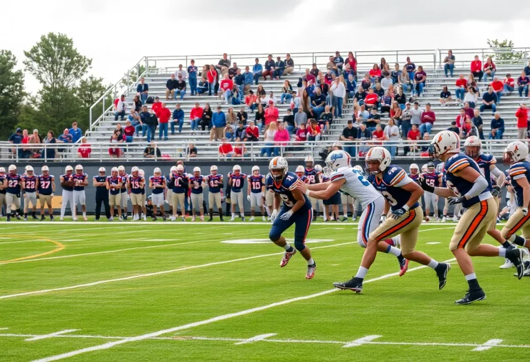Players competing in a high school football game