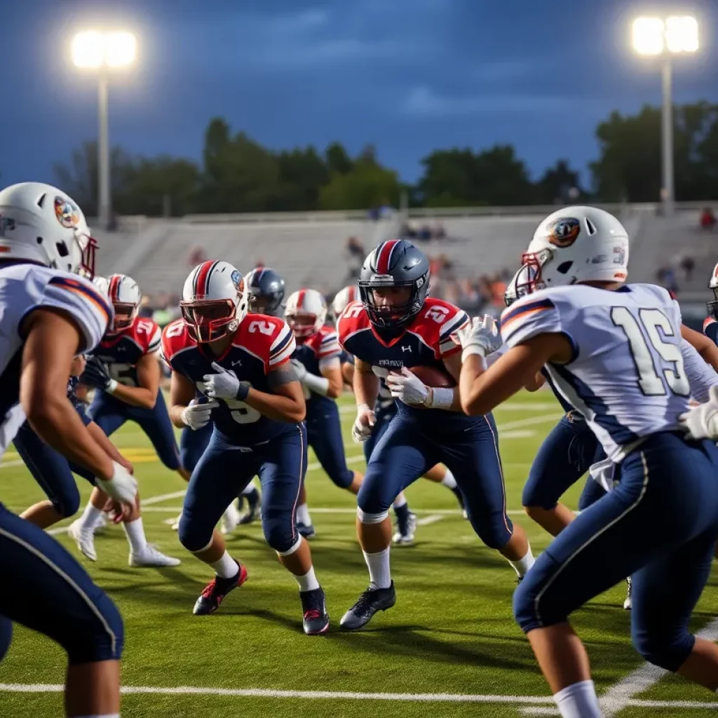 High school football players competing on the field in Central Florida.