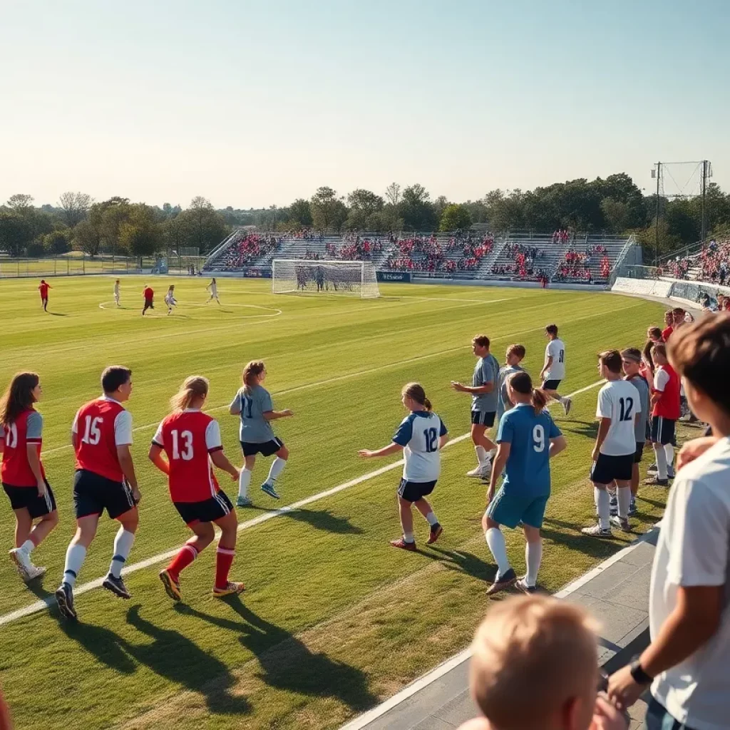 Central Oregon high school soccer team playing a match
