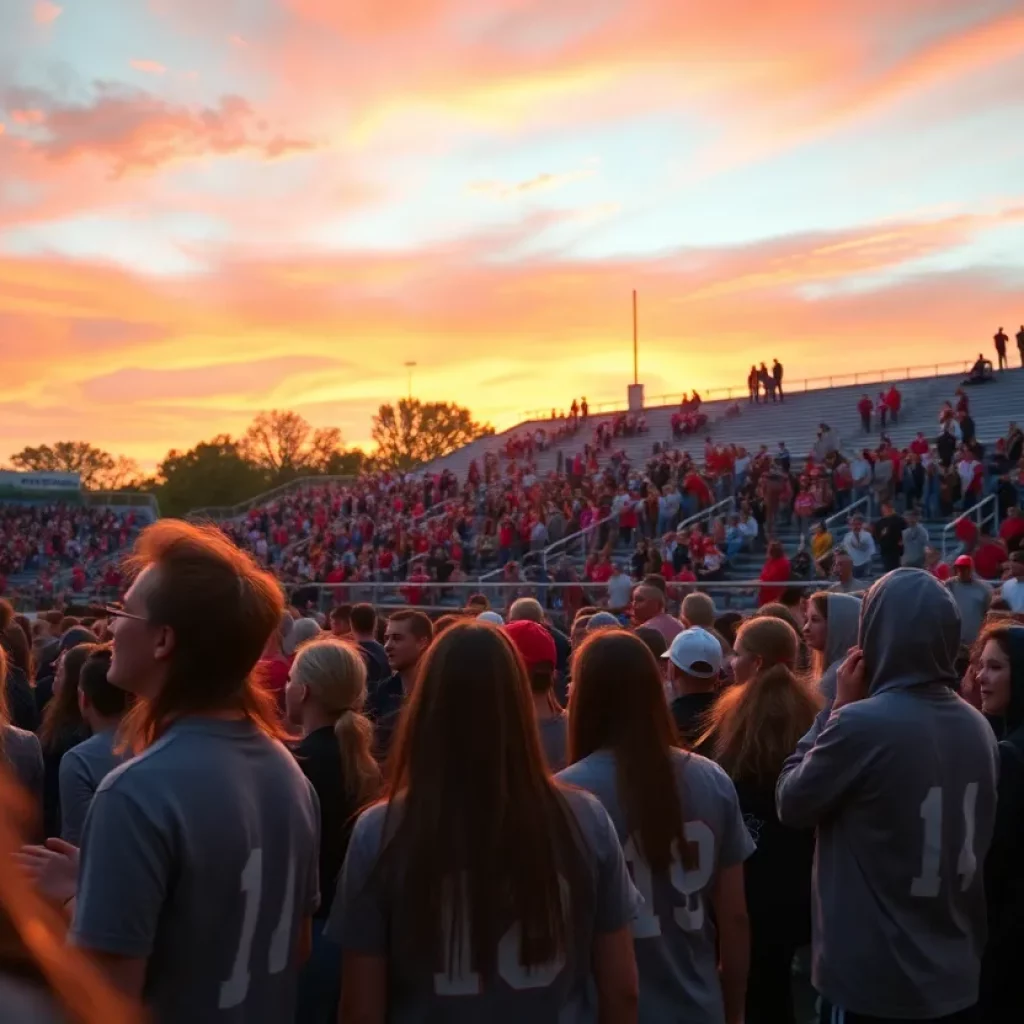 Excited crowd at a high school football game in Charlotte