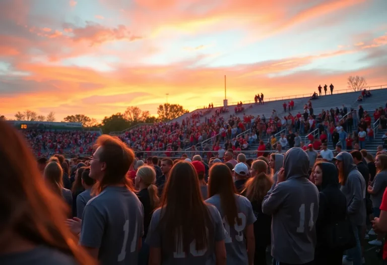 Excited crowd at a high school football game in Charlotte