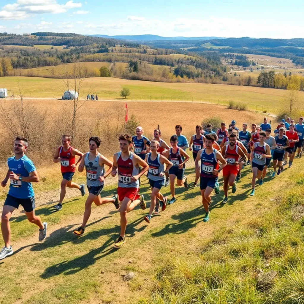 Runners competing in the Wyoming Cross Country race
