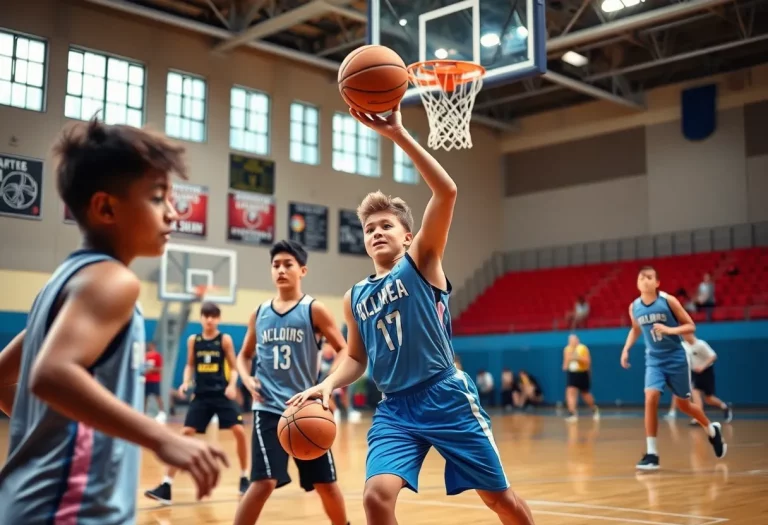 Young basketball players competing during a club season game.