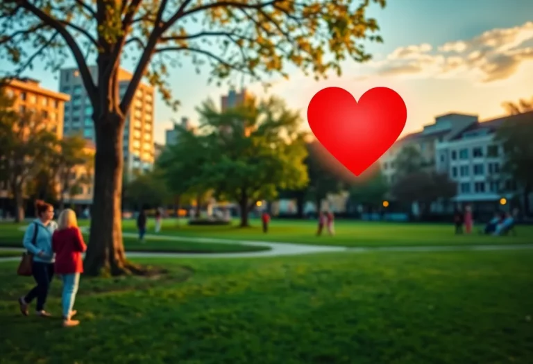 A scene depicting community support and hope for heart health, symbolizing resilience.