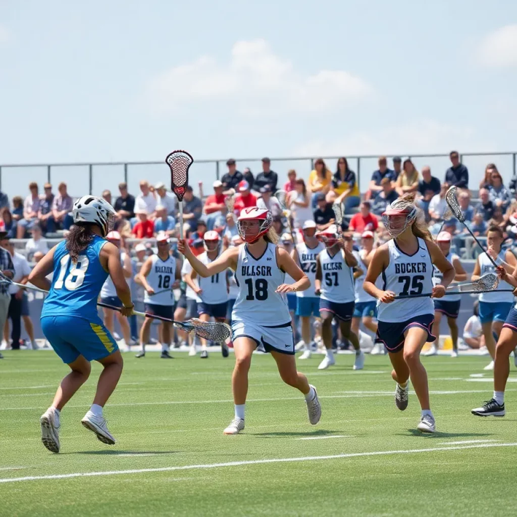 Lacrosse players in action during the All-America Senior Games