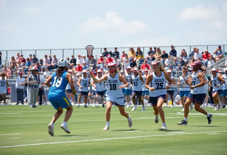 Lacrosse players in action during the All-America Senior Games