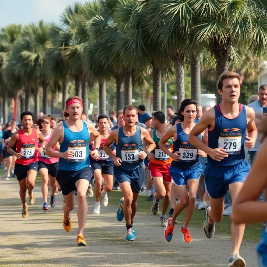 Runners competing in a cross country race in Jacksonville, Florida