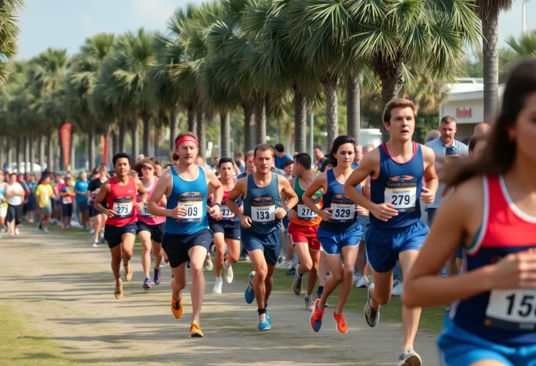 Runners competing in a cross country race in Jacksonville, Florida