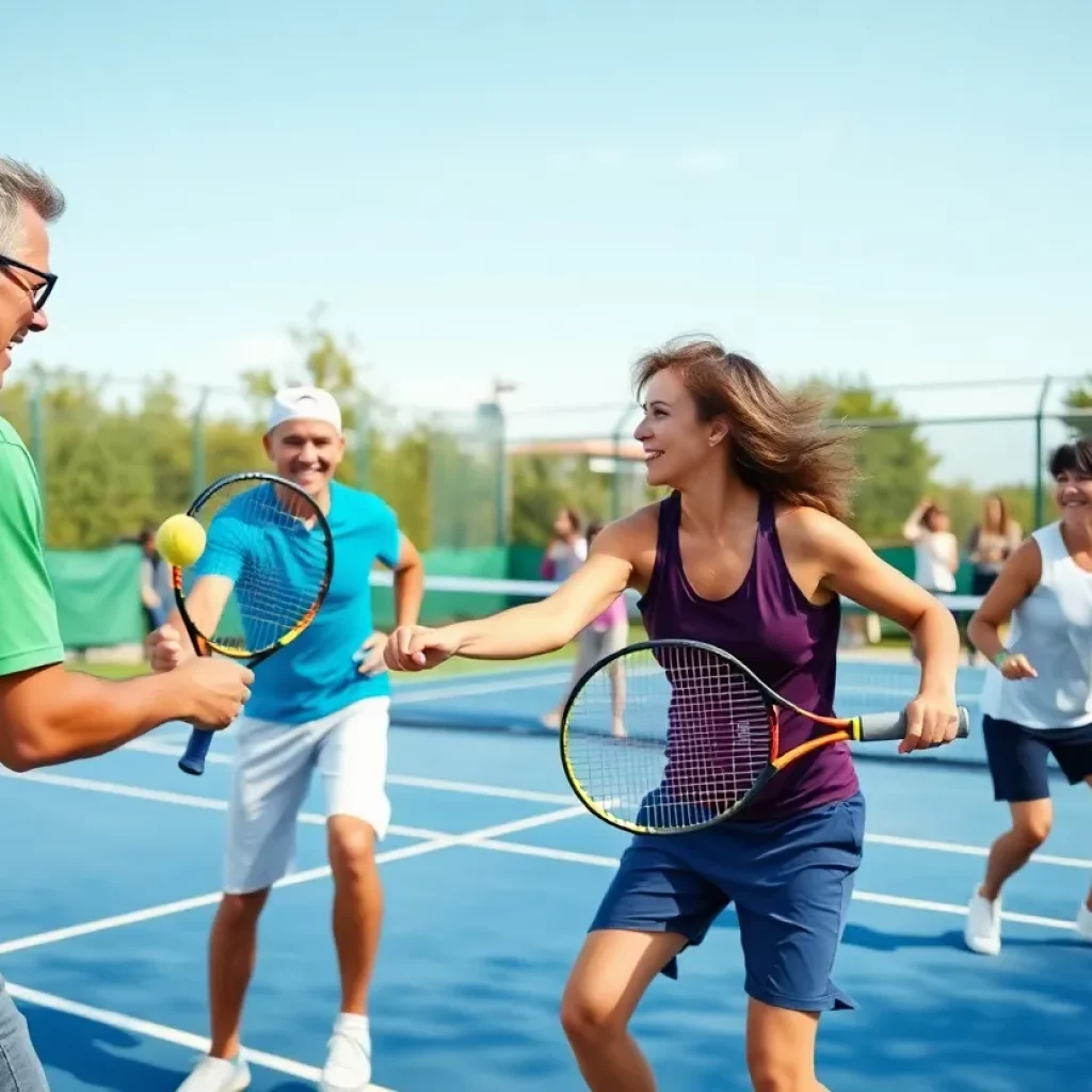 Duluth East tennis players engaging in a match on the court