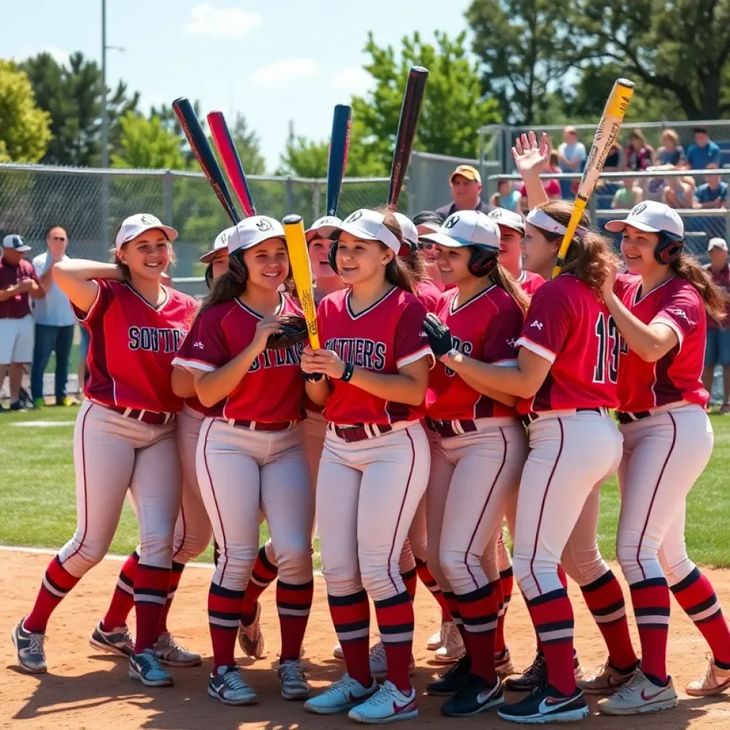 Durango High School softball team celebrating a victory.