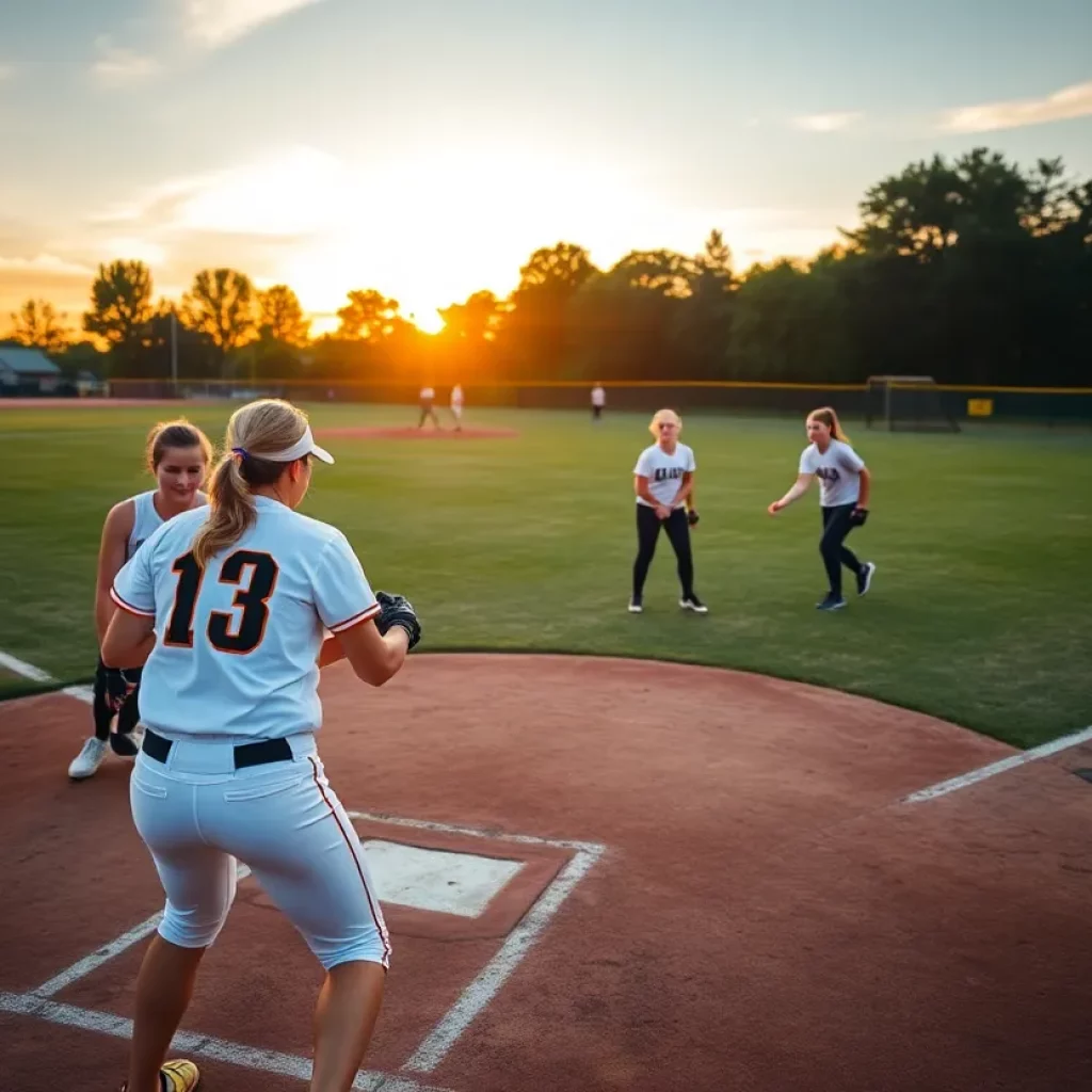 Durango High School softball team practicing on the field