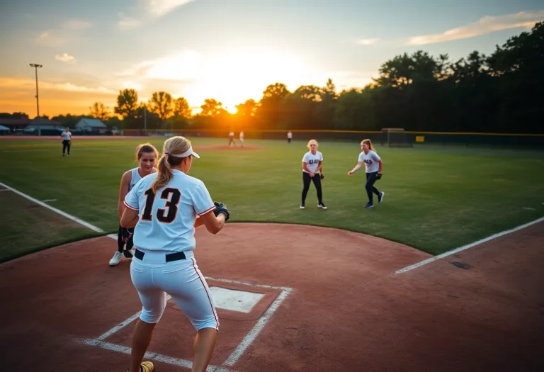 Durango High School softball team practicing on the field