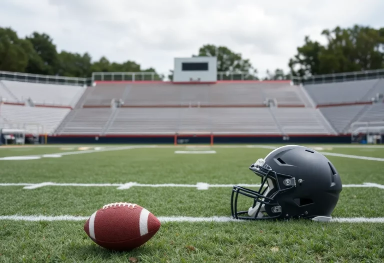 Empty football field at D.W. Daniel High School