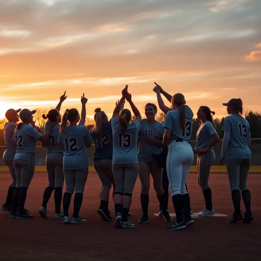 Easton High School softball team celebrating
