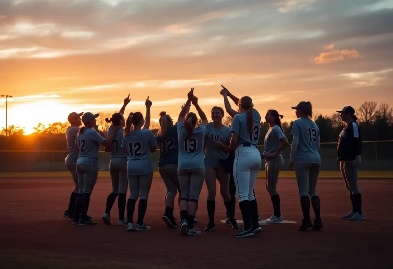 Easton High School softball team celebrating