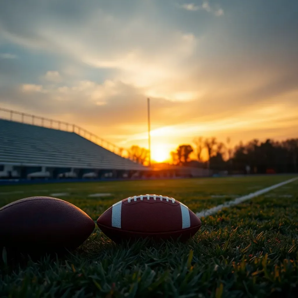 Empty football field symbolizing loss in the community
