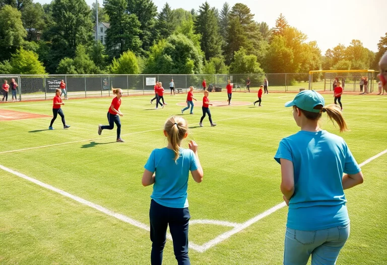 Fairfield High School softball team practicing on the field