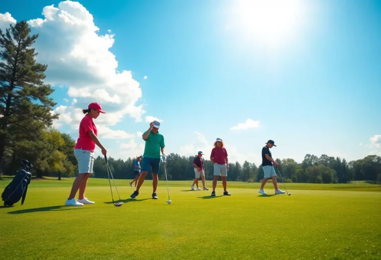 Young golfers on a golf course at the Twin Lakes Invitational
