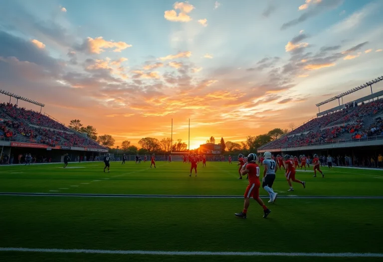 Football players practicing on a field during the Florida high school football season kickoff