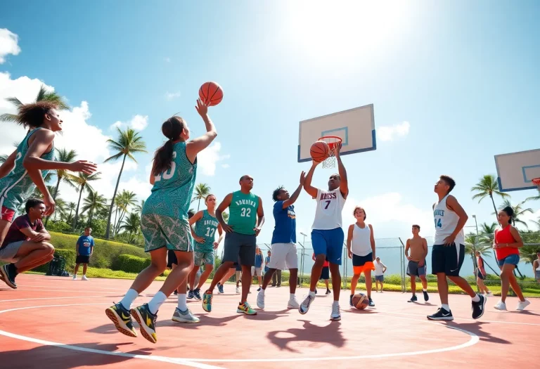 Fukuoka All-Star Girls Basketball Team participating in a cultural exchange in Hawaiʻi