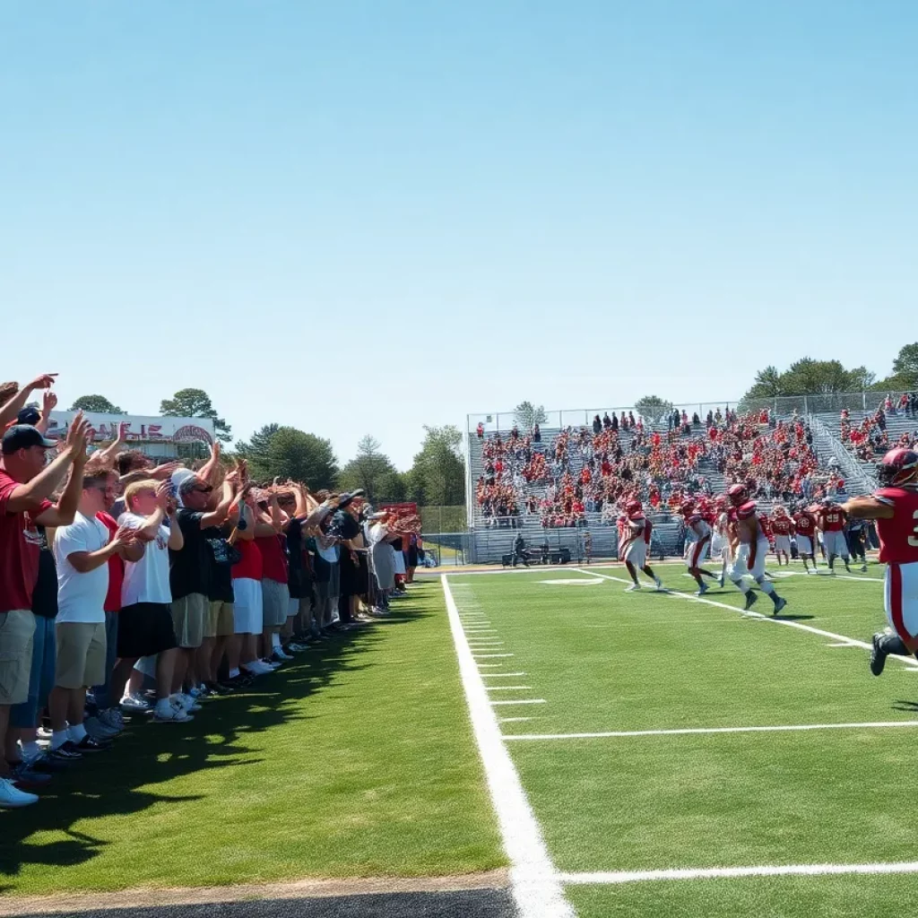 Football players in action during a high school game in Georgia