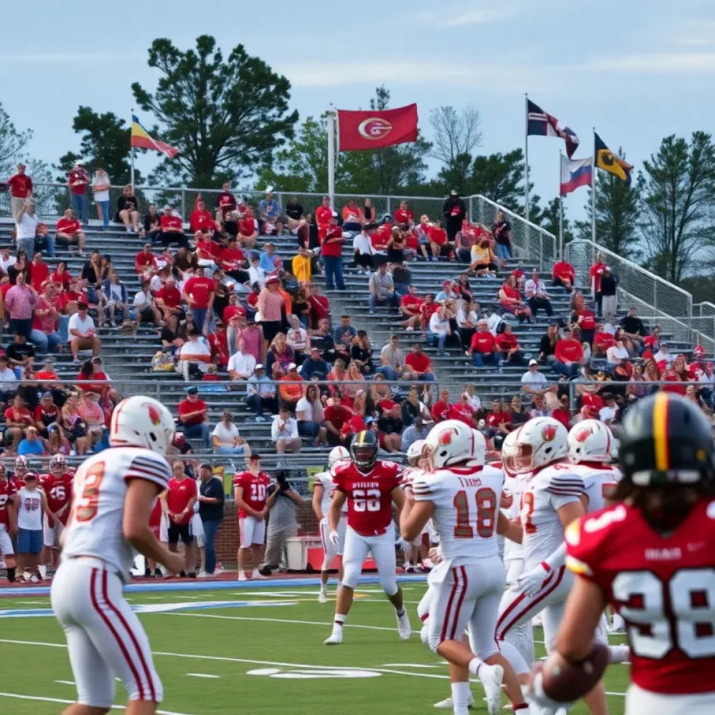 High school football players in Georgia competing during a game