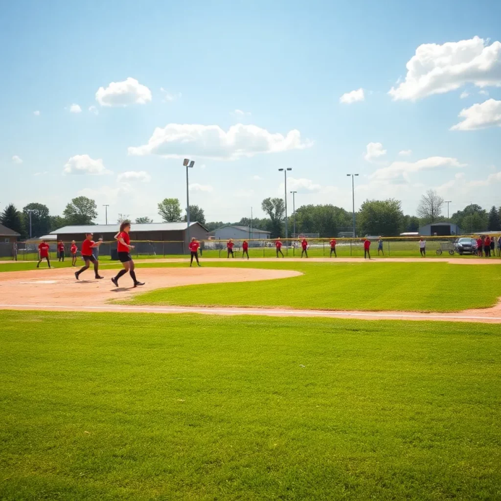 Gering Bulldogs Softball players on the field during a game