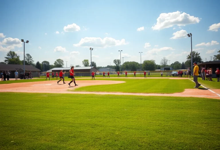 Gering Bulldogs Softball players on the field during a game