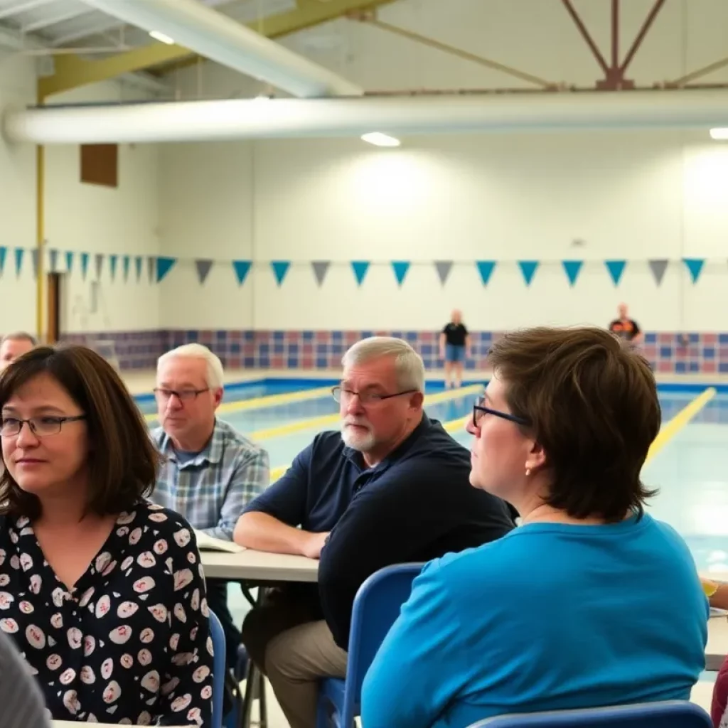 Community gathering discussing the future of the Girard High School indoor pool