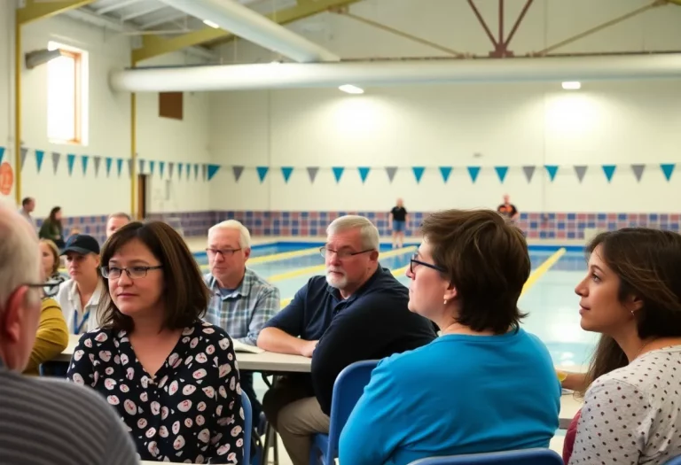 Community gathering discussing the future of the Girard High School indoor pool