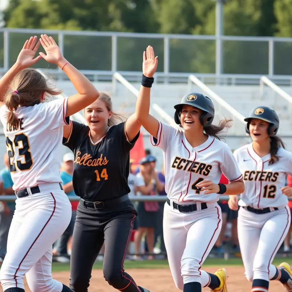 Glacier High School softball team celebrating their state championship victory.
