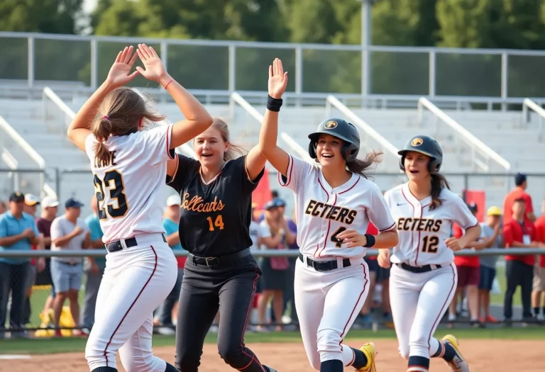 Glacier High School softball team celebrating their state championship victory.