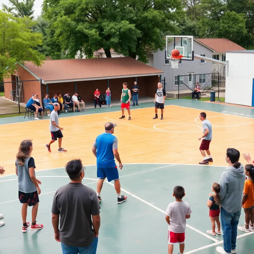 Glencoe basketball court with players and families