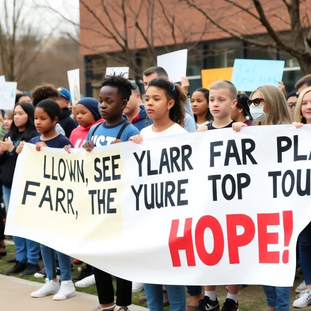 Community members rallying for basketball players' eligibility