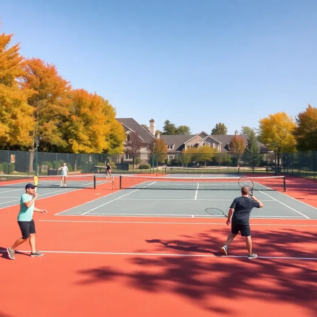 Four newly built tennis courts at Gorham High School