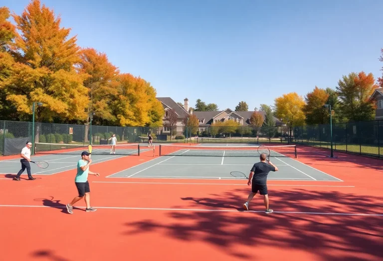 Four newly built tennis courts at Gorham High School