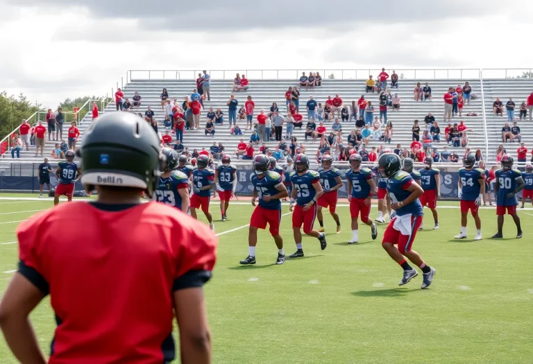 High school football players practicing in Grand Forks