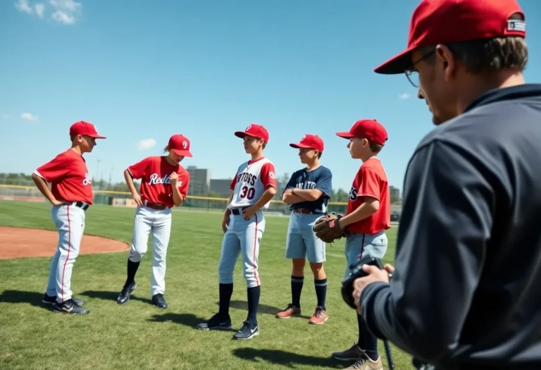 Grapevine Faith baseball team practicing under the guidance of their coach.