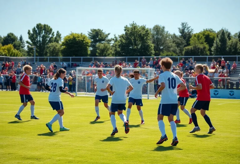High school soccer players practicing at Green River High School