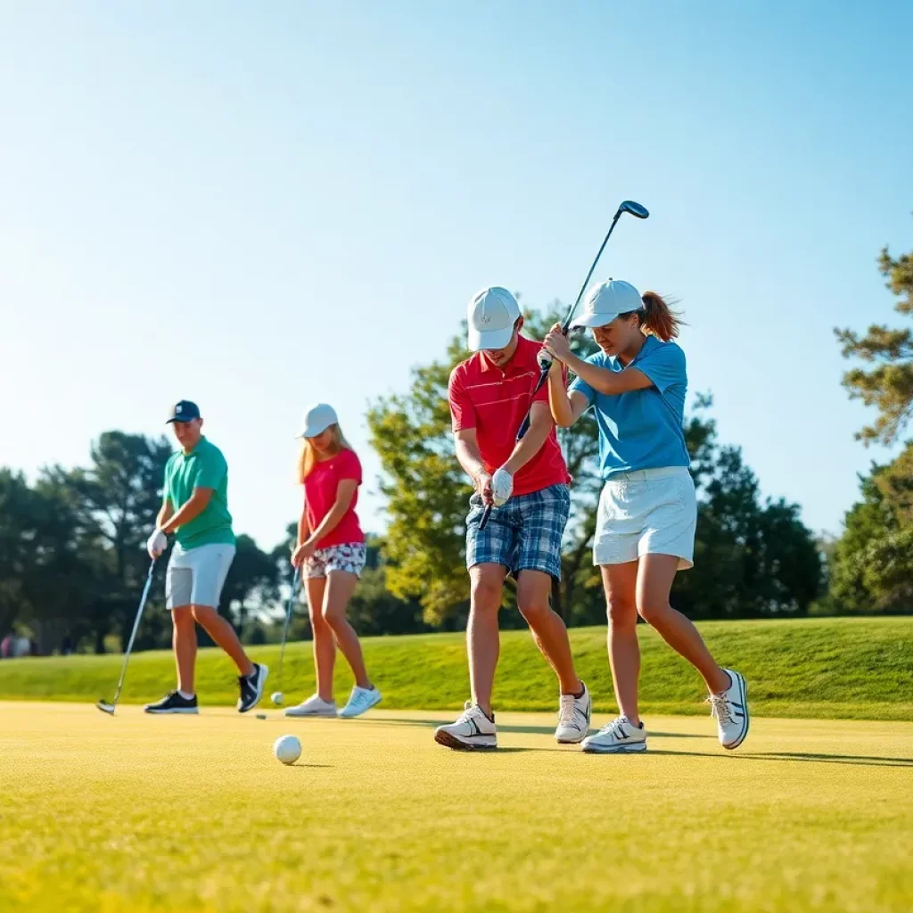 Greenville High School golf teams competing on the course