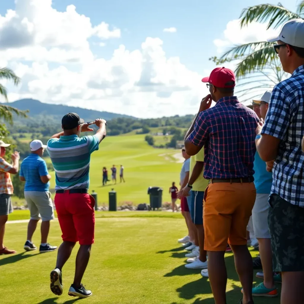 Golf players and fans at a Grenada High School match
