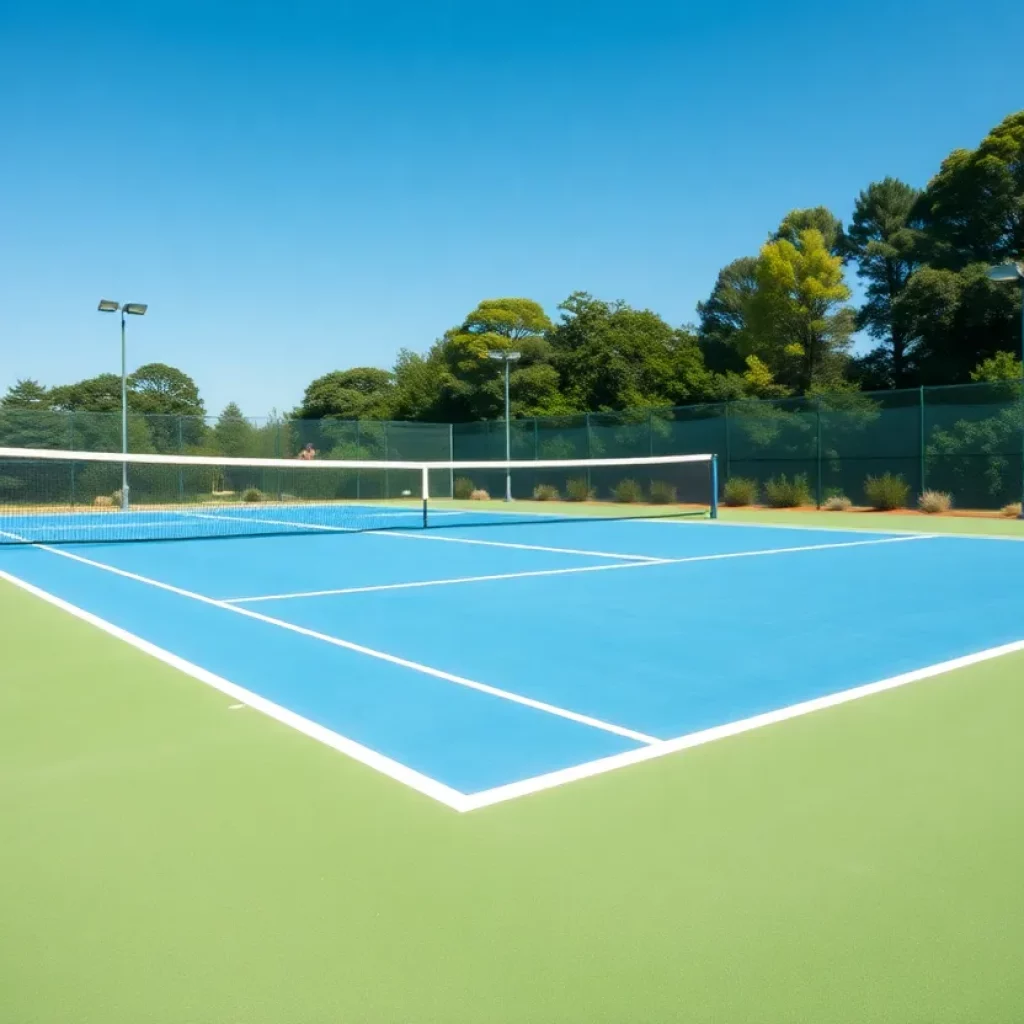 Freshly resurfaced tennis courts at Hardin High School