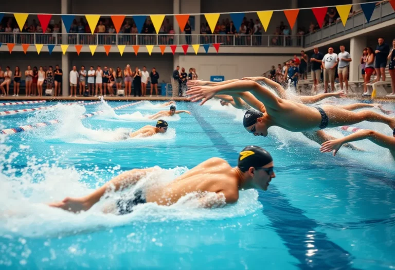 Hempstead Boys Swimming Team competing in a swimming meet