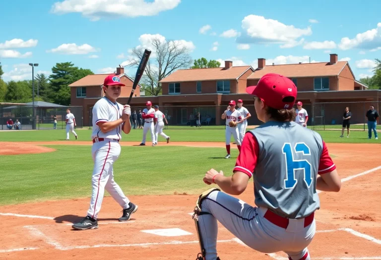 A group of high school baseball players in action on the field.